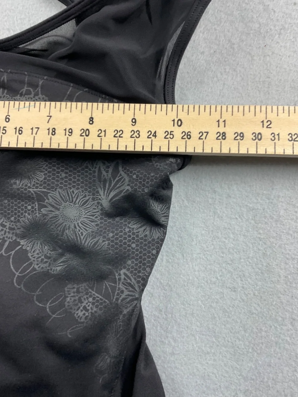 Girls Bloch Black Dance Leotard Mesh Top Floral Pattern Keyhole Back Size 8